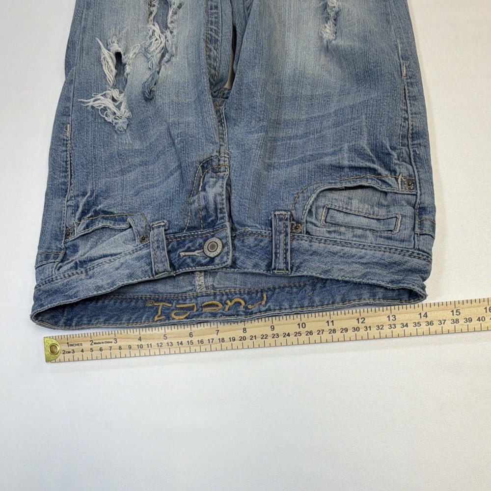 Rue21 Juniors Blue Distressed Cropped Jeans Size 21 Medium Wash Denim - Picture 4 of 12